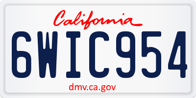 CA license plate 6WIC954
