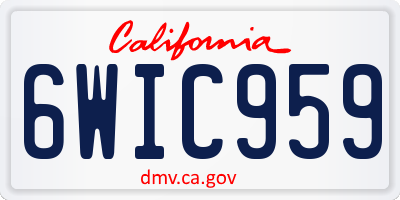 CA license plate 6WIC959