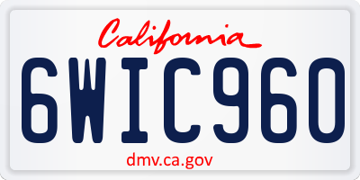 CA license plate 6WIC960