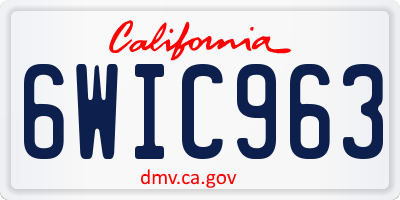 CA license plate 6WIC963