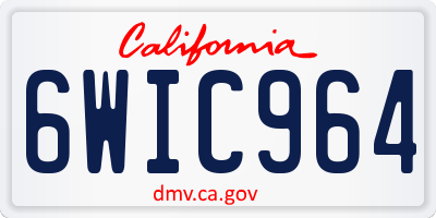 CA license plate 6WIC964