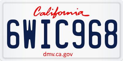 CA license plate 6WIC968