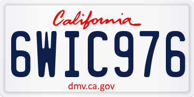 CA license plate 6WIC976
