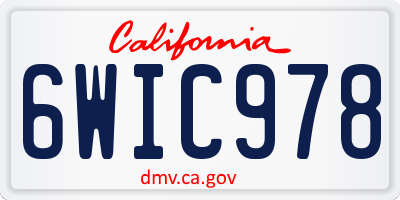 CA license plate 6WIC978