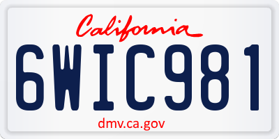 CA license plate 6WIC981