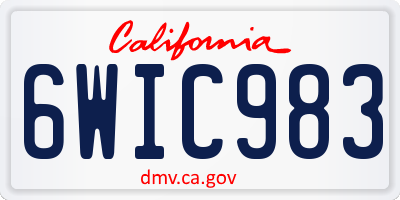 CA license plate 6WIC983
