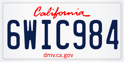 CA license plate 6WIC984