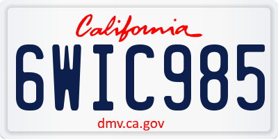 CA license plate 6WIC985