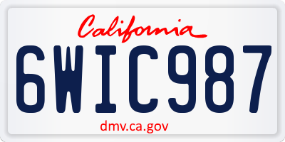 CA license plate 6WIC987
