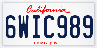 CA license plate 6WIC989