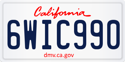 CA license plate 6WIC990