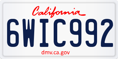 CA license plate 6WIC992