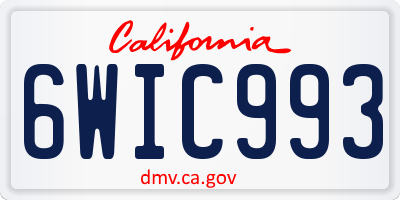 CA license plate 6WIC993