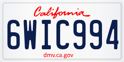 CA license plate 6WIC994