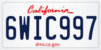 CA license plate 6WIC997