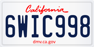 CA license plate 6WIC998