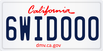 CA license plate 6WID000