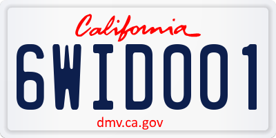 CA license plate 6WID001
