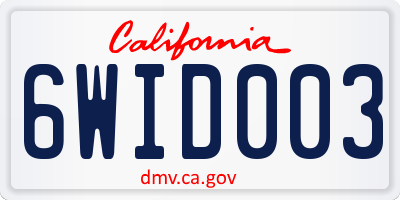 CA license plate 6WID003