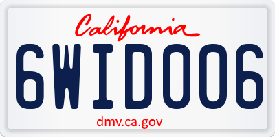 CA license plate 6WID006
