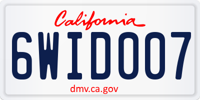 CA license plate 6WID007