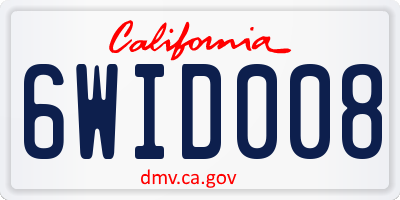 CA license plate 6WID008