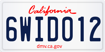 CA license plate 6WID012