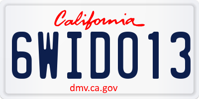 CA license plate 6WID013