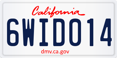 CA license plate 6WID014