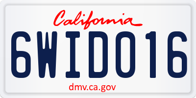 CA license plate 6WID016