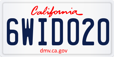 CA license plate 6WID020