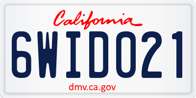 CA license plate 6WID021