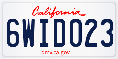 CA license plate 6WID023