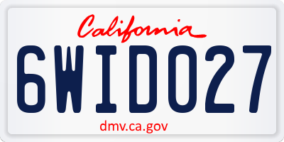 CA license plate 6WID027