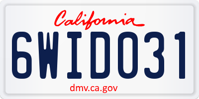 CA license plate 6WID031