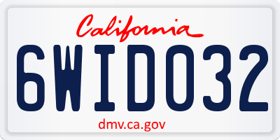CA license plate 6WID032