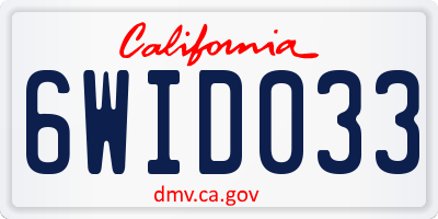 CA license plate 6WID033