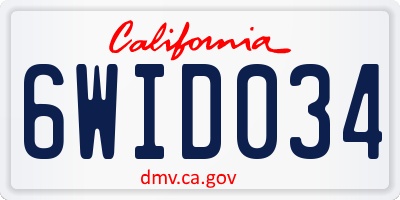 CA license plate 6WID034