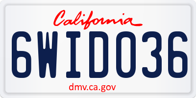 CA license plate 6WID036