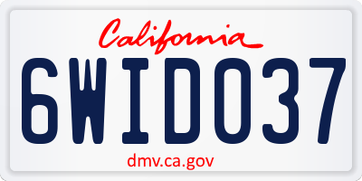 CA license plate 6WID037