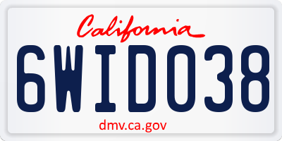 CA license plate 6WID038