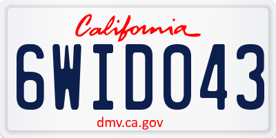 CA license plate 6WID043