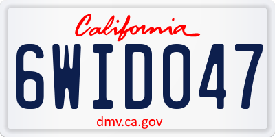 CA license plate 6WID047