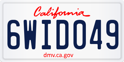 CA license plate 6WID049
