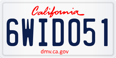 CA license plate 6WID051