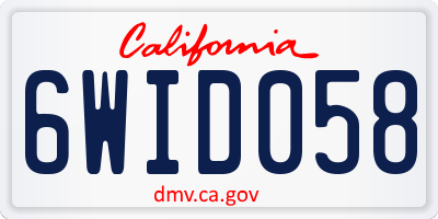 CA license plate 6WID058