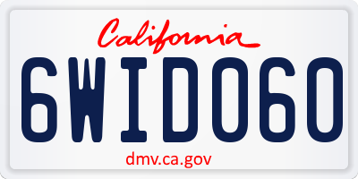 CA license plate 6WID060