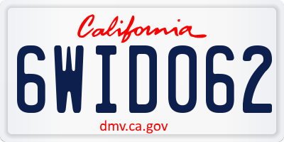 CA license plate 6WID062