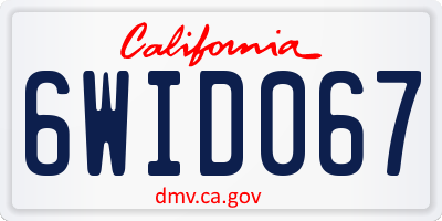 CA license plate 6WID067