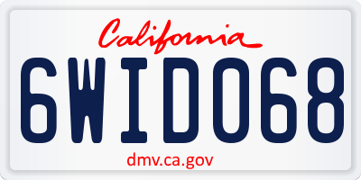 CA license plate 6WID068